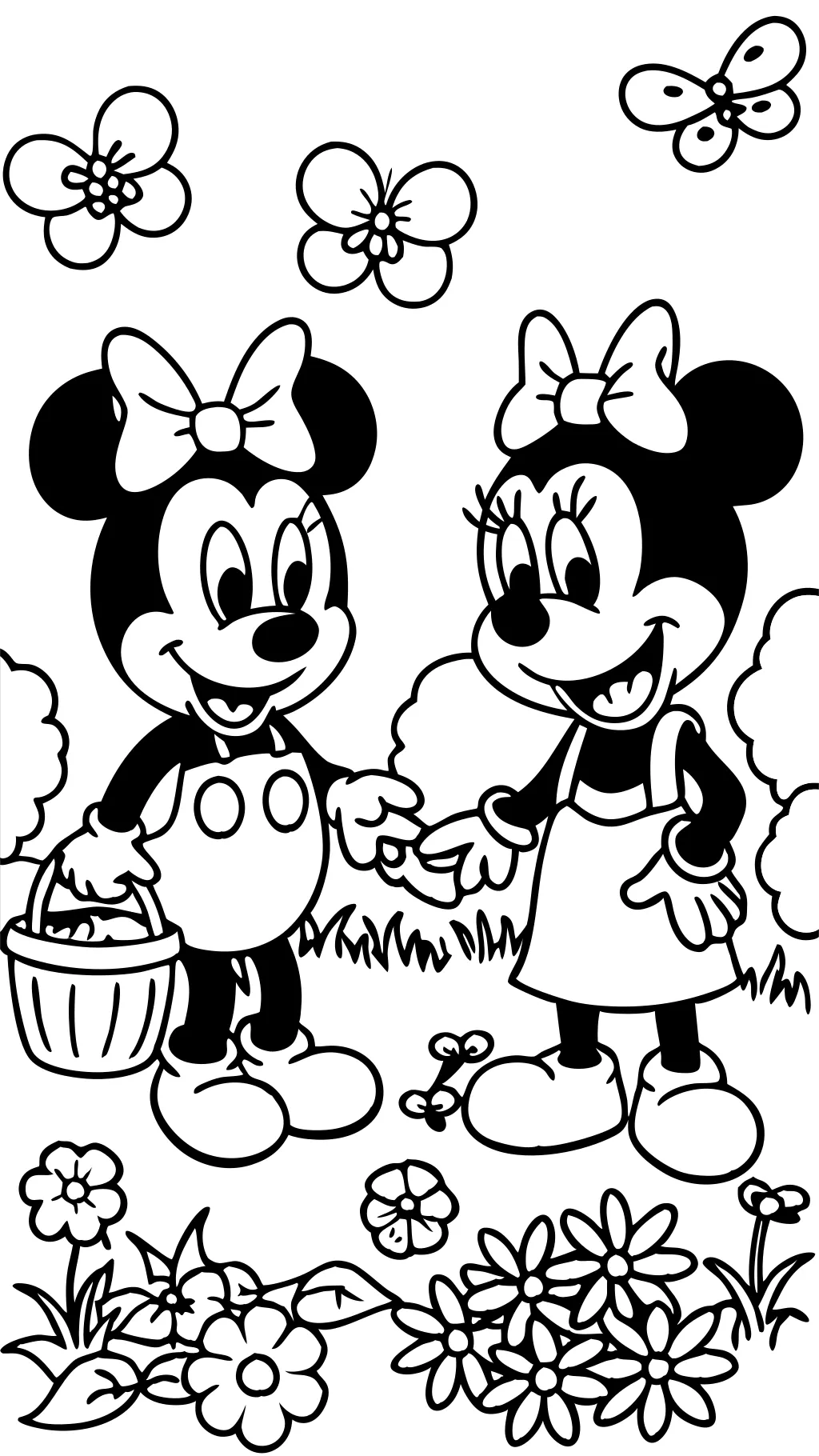 coloriage de souris Minnie et Mickey